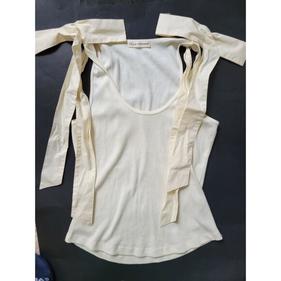 Ulla Johnson Ivory bow Ribbed tank top size Small feminine Romantic Coqette - Picture 3 of 8